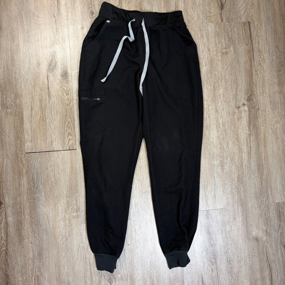 FIGS Womens High Waisted Zamora Jogger Scrub Pants Small Black W22SW2012